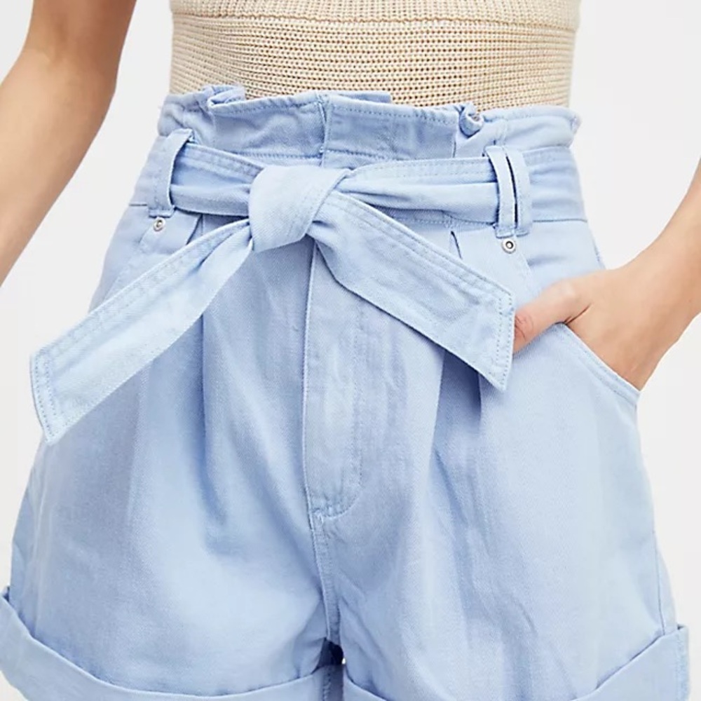 We The Free High Waist Blue Denim Shorts - Picture 1 of 7